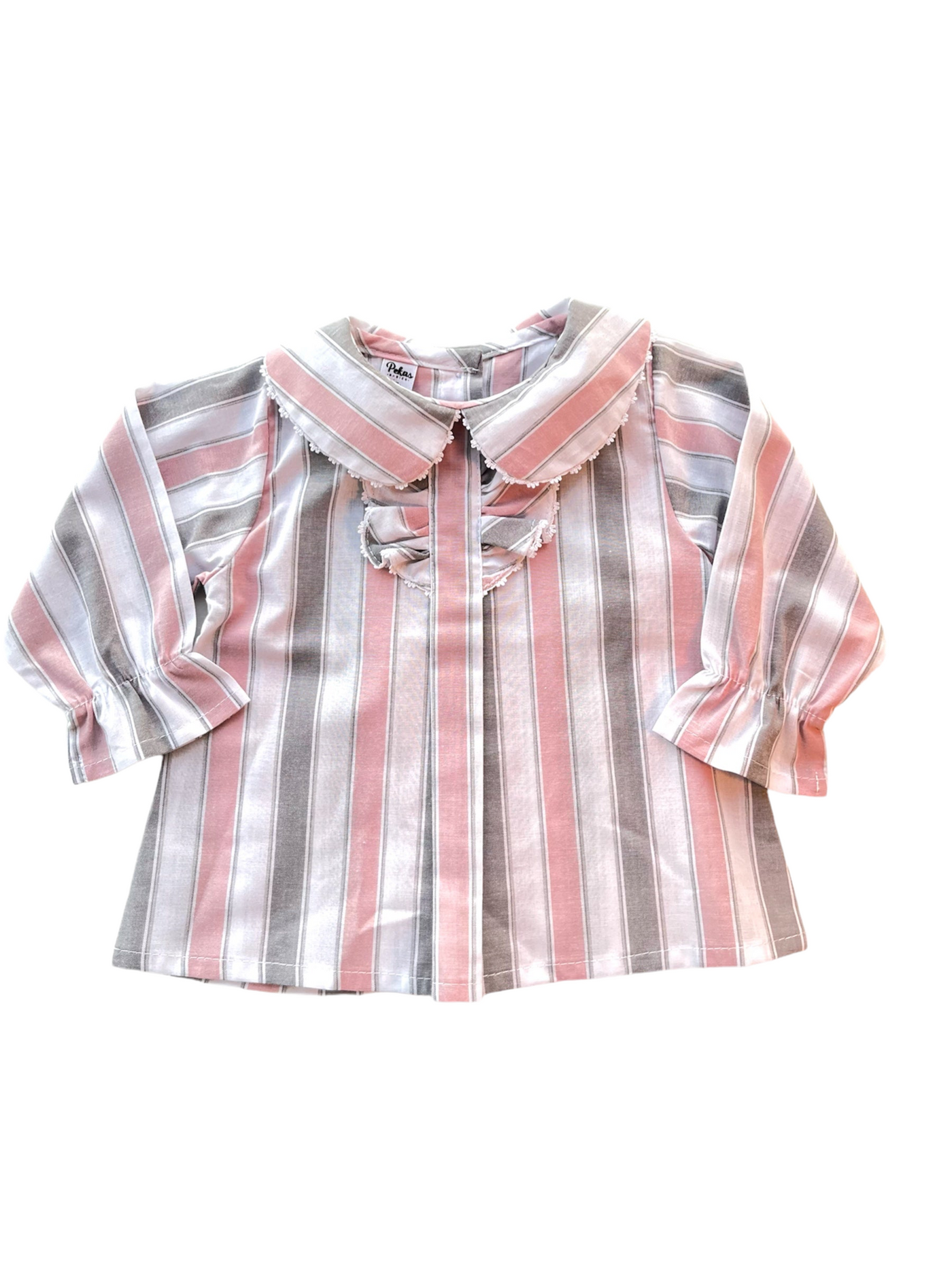 Blusa rayas gris rosa cuello bebe (BILR-13/PKW23)