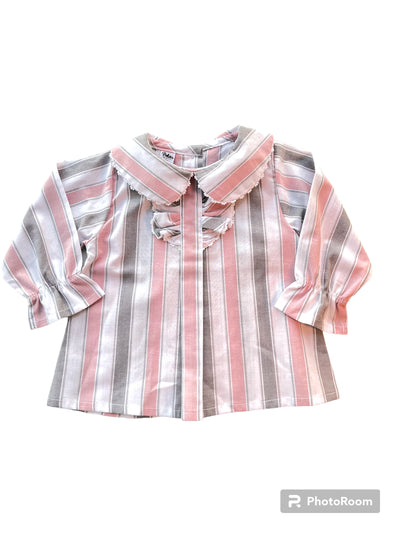 Blusa rayas gris rosa cuello bebe (BILR-13/PKW23)